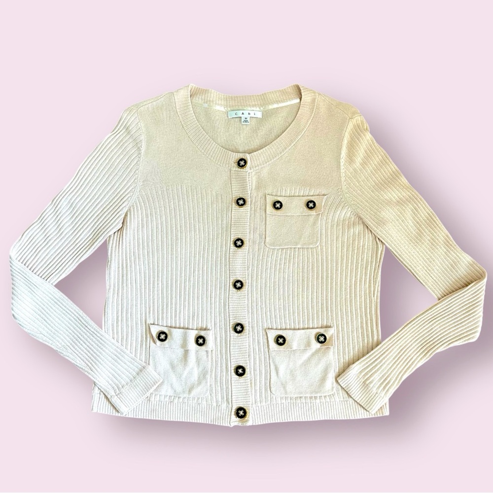 CAbi women 494 Cotton Cashmere Cameo Cardigan Elegant light pink Size M